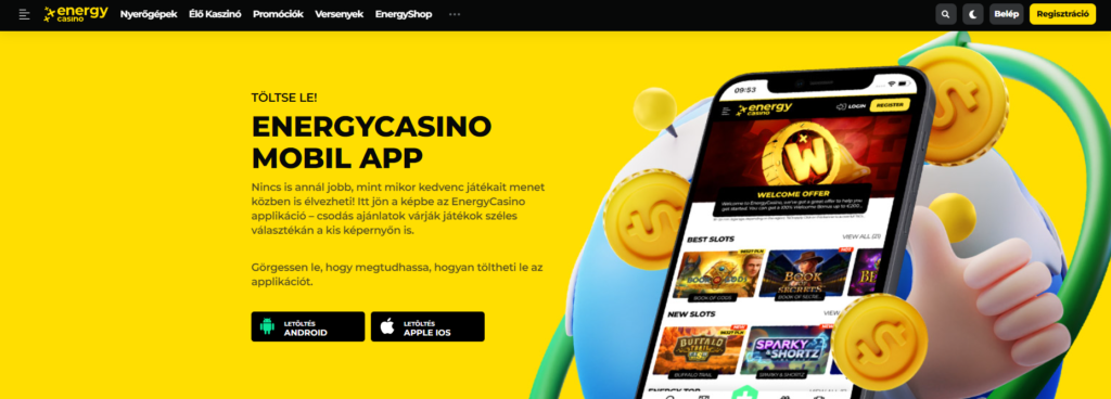 Energy Casino Mobilkaszinó: Weboldal és Alkalmazás